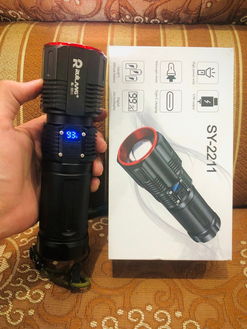 3-KM Range/SY-2211 Hand Torch light LED - Battery Power Bank, POWERFULL TORCH